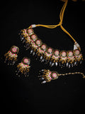 Zevar Jewelry Meenakari Choker Necklace earrings With maangtikka set by Zevar