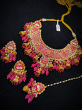 Zevar Jewelry Meenakari Choker Necklace earrings With maangtikka set by Zevar