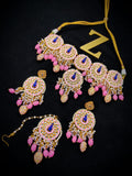 Zevar Jewelry Meenakari Peacock Choker Necklace Earrings With Maangtikka Set By Zevar