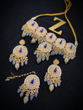 Zevar Jewelry Meenakari Peacock Choker Necklace Earrings With Maangtikka Set By Zevar