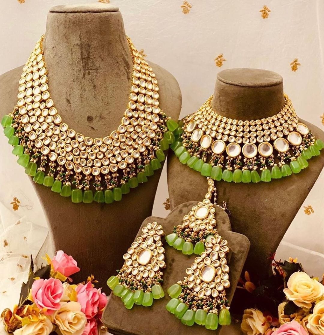 Zevar Jewelry Premium Quality Kundan Bridal Jewellery Earring With Maangtika Set By Zevar
