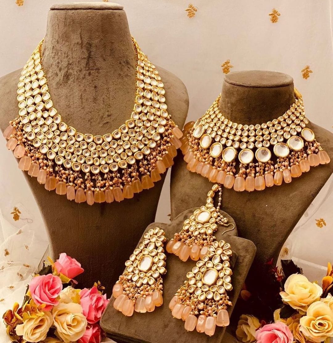 Zevar Jewelry Premium Quality Kundan Bridal Jewellery Earring With Maangtika Set By Zevar
