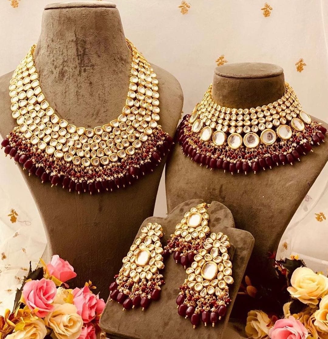 Zevar Jewelry Premium Quality Kundan Bridal Jewellery Earring With Maangtika Set By Zevar