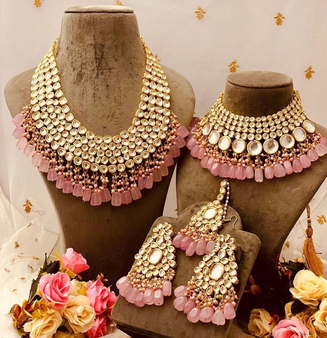 Zevar Jewelry Premium Quality Kundan Bridal Jewellery Earring With Maangtika Set By Zevar