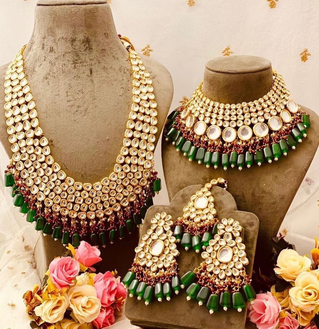 Zevar Jewelry Premium Quality Kundan Bridal Jewellery Earring With Maangtika Set By Zevar1