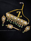 Zevar Jewelry Premium Quality kundan Choker Necklace Earring With Maang Tikka set by Zevar