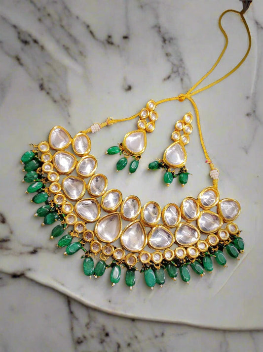 Zevar Jewelry Premium Quality Kundan Choker Necklace Earrings Back Side Meenakari Work set By Zevar