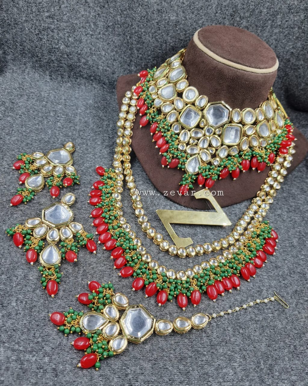 Zevar Jewelry red ZEVAR | High Quality Kundan Bridal Jewellery Meenakari Work Back Side00
