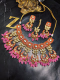 Zevar Jewelry ZEVAR | Meenakari Work Kundan Choker Necklace Earrings with Maantika 02
