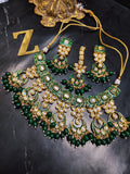 Zevar Jewelry ZEVAR | Meenakari Work Kundan Choker Necklace Earrings with Maantikka 03