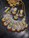 Zevar Jewelry ZEVAR | Meenakari Work Kundan Choker Necklace Earrings with Maantikka 10