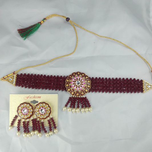 Pearls Choker Necklace & Earring Set - Zevar