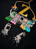 Zevar necklace ad Copy of American Diamond AD Stone Chokher Necklace Set By Zevar