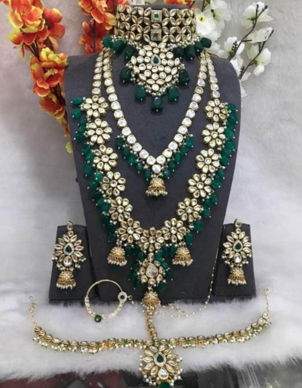 Zevar Necklace Kundan Gold Plated & Pearl Necklace Set By Zevar