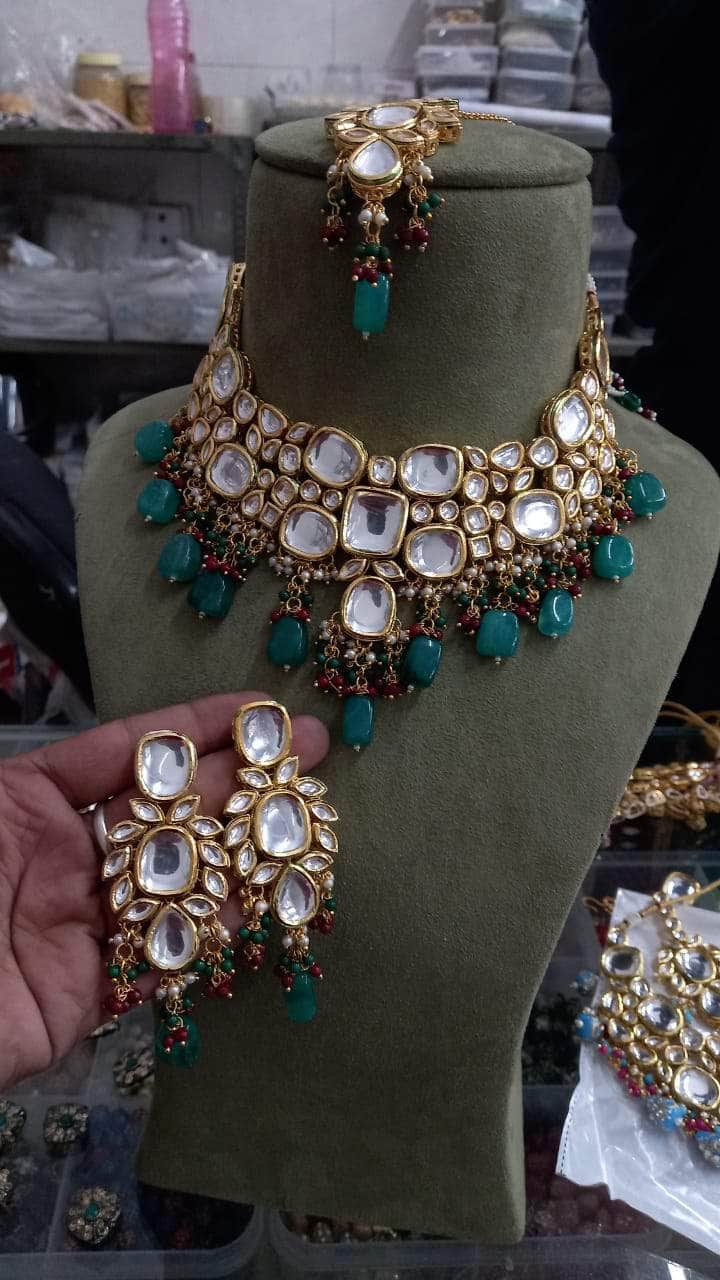 Zevar Necklace Kundan pearl and beads Choker Necklace. set by zevar