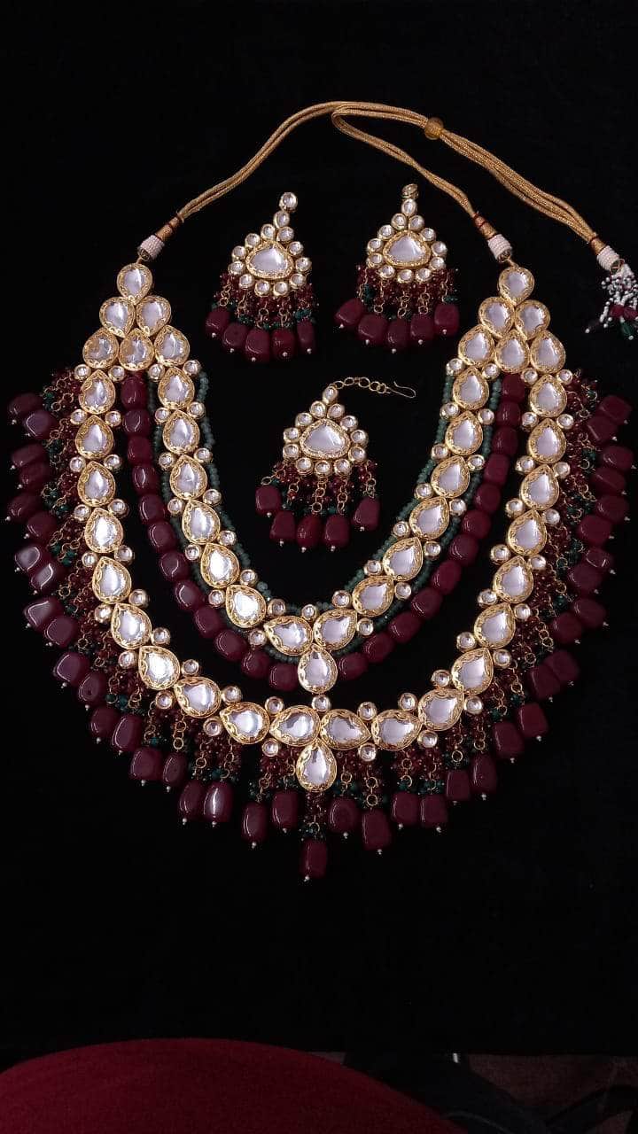 Zevar Necklace Maroon kundan necklace set by zevar