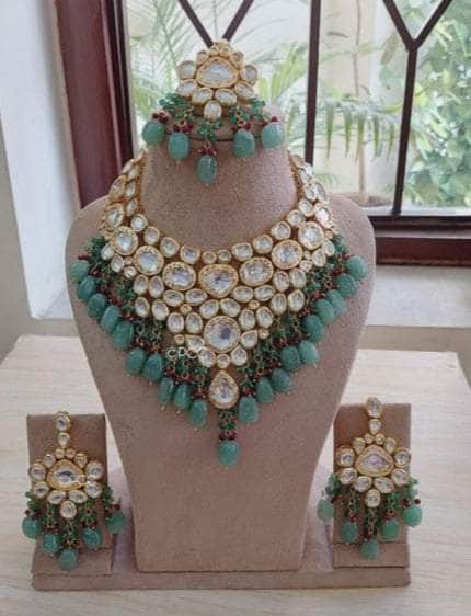 Zevar Necklaces Fashionable Gold Plated Bridal Choker Necklace Set By Zevar.