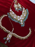 Zevar Necklaces Kundan Semi Bridal Necklace with Maang-Teeka Necklace Set By Zevar