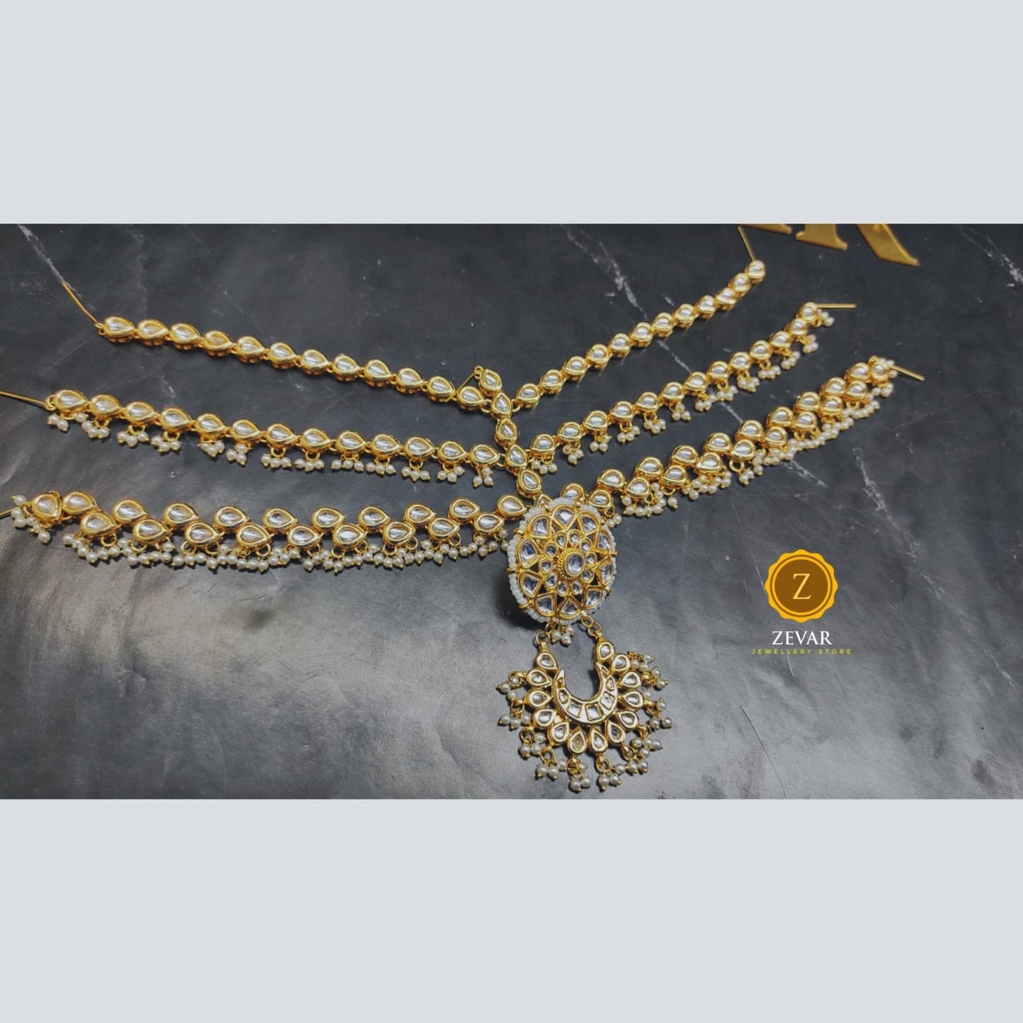 Zevar Premium Quality Kundan-Studded & Pearl Beaded Handcrafted Matha Patti By Zevar 2