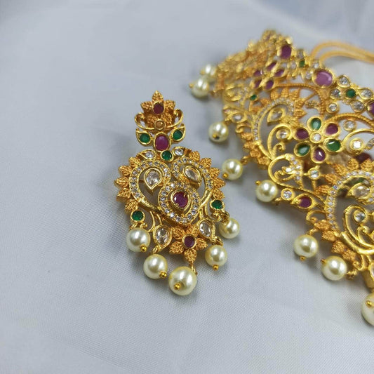 Zevar Temple necklace Choker Necklace Set By Zevar