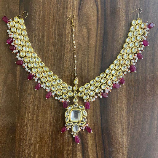 Zevar Traditional Gold Plated Jadtar Kundan Bridal Matha Patti By Zevar