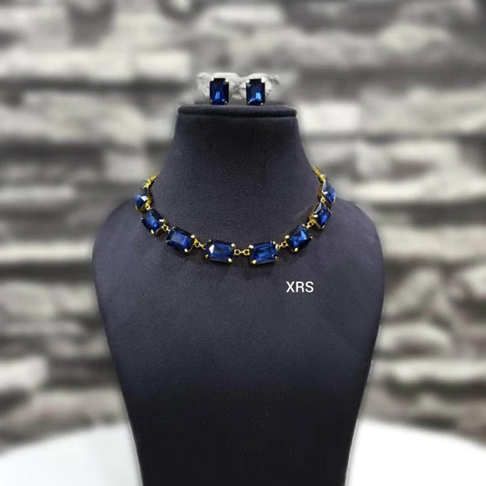 Elevate Your Style with Minali Royal Navy: Navy Blue Necklace and Earrings Set