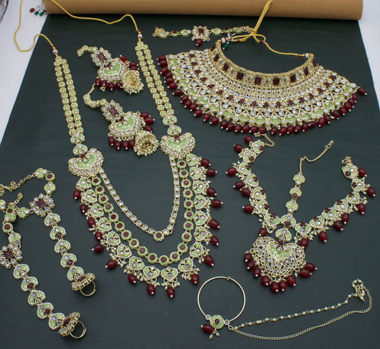 Exquisite Maroon CZ Bridal Jewellery Set