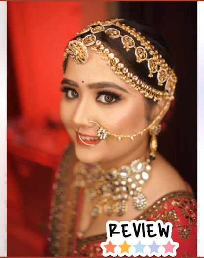 ir Bridal jewelry Elegant Green Kundan Polki Semi Bridal Jewelry Set
