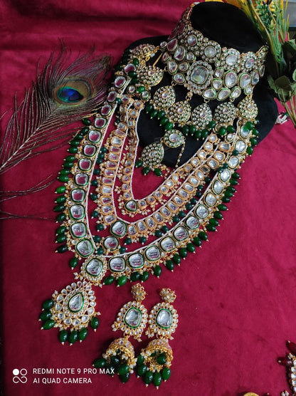 ir Jewelry Sets Regal Green Kundan Heavy Jewelry Ensemble