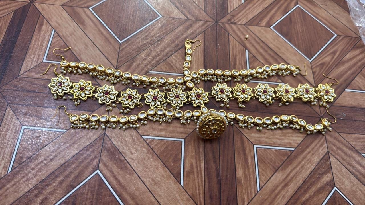 LV Mangtika Sophisticated Kundan and 3 LAYER  Maang Tikka mathapatti