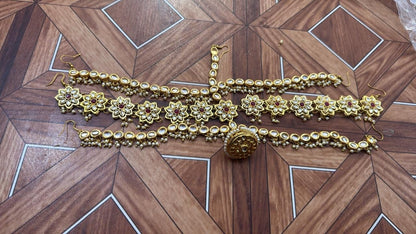 LV Mangtika Sophisticated Kundan and 3 LAYER  Maang Tikka mathapatti