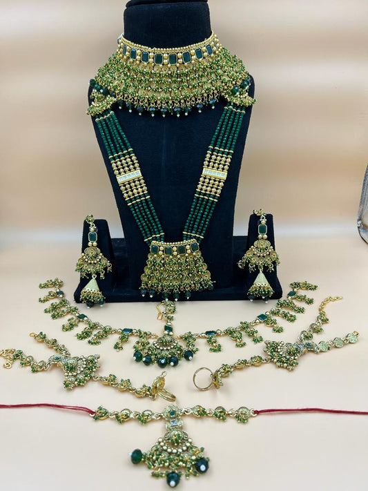 Om Sai Bridal Bridal jewelry Green ZEVAR I Exquisite Kundan Necklace Set: Traditional Elegance for Every Occasion