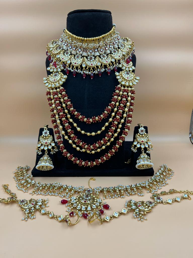 Om Sai Bridal Bridal jewelry Mehroon ZEVAR I Exquisite Kundan Gold Jewellery: Timeless Beauty and Elegance