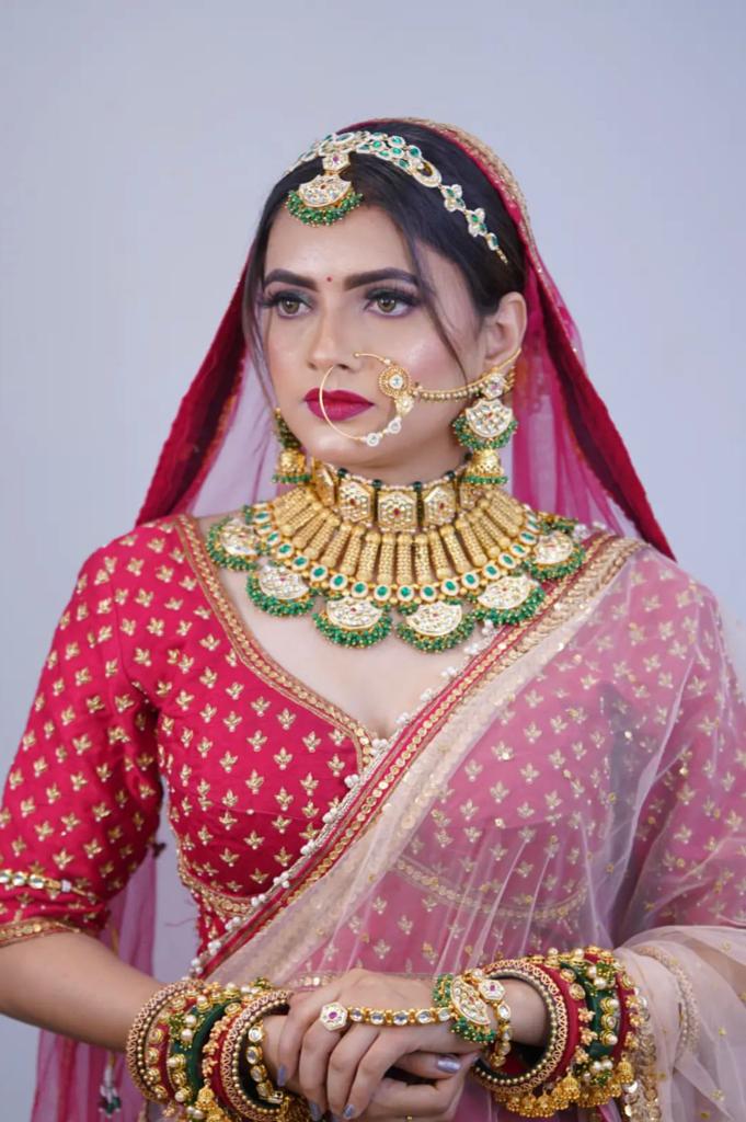 Om Sai Bridal jewelry ZEVAR I Elegant Gold Plated Green White Kundan Studded Beaded Jewellery: A Timeless Beauty