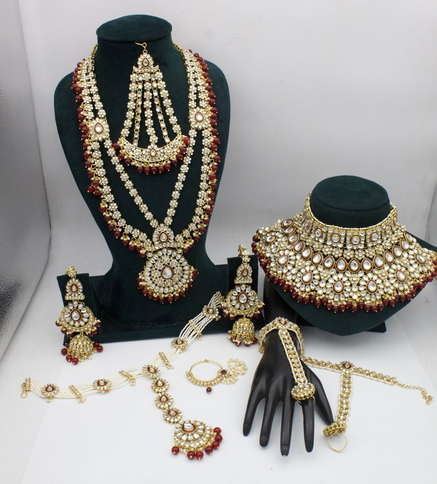 Padmavati Bridal jewelry Deep Crimson Kundan Bridal Ensemble