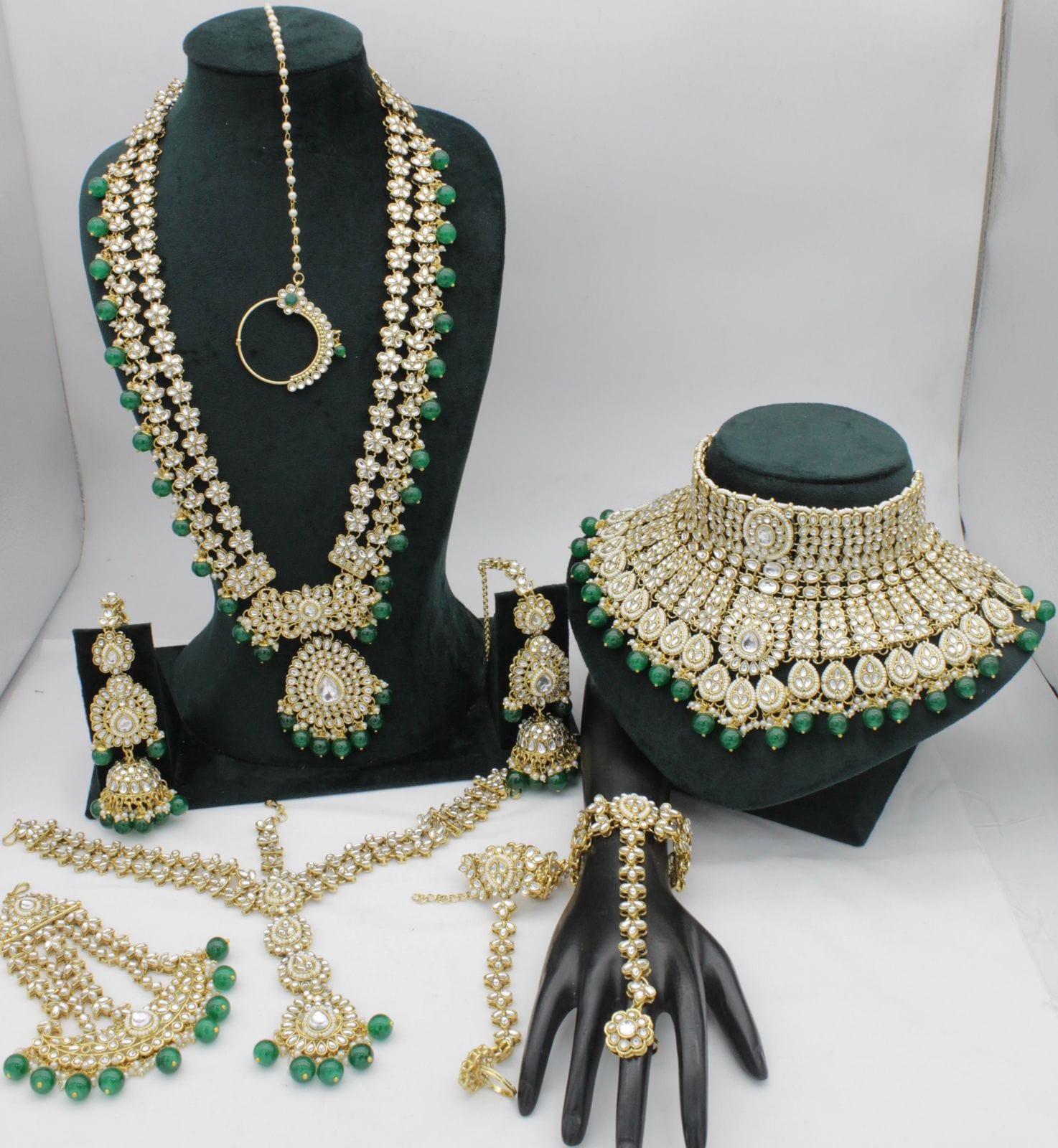 Padmavati Bridal jewelry Enchanting Emeralds Green Kundan Bridal Jewellery Set