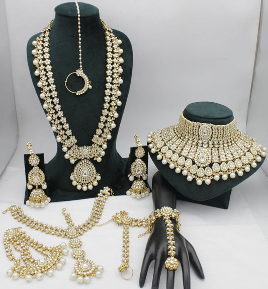 Padmavati Bridal jewelry Regal Radiance Golden White Kundan Bridal Jewellery Set