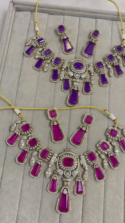 Luxury Pastel Kundan Pulki Stone  Necklace Set