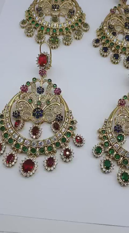 Royal Multicolour Gold Finish Chandbali Earrings