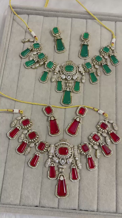 Luxury Pastel Kundan Pulki Stone  Necklace Set