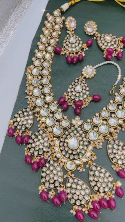 Kundan Meenakari Worked Long Necklace Set