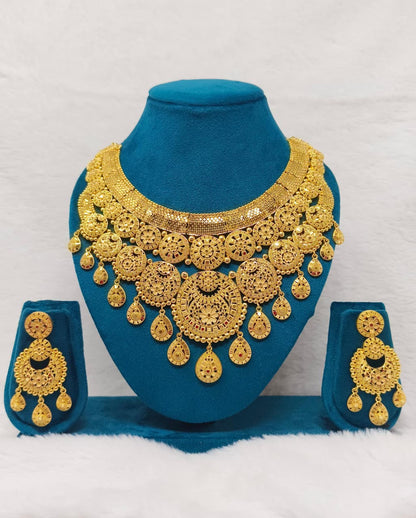 One Gram Gold Bridal Chandbali Choker Necklace Set with Earrings