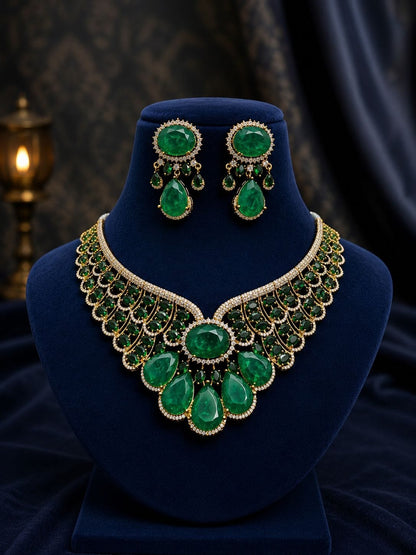 the Zevar Bridal Choker Jewellery Set pista green Zevar Grand Ruby Red & Mint Green Statement Bridal Necklace Set