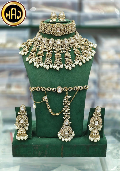 the Zevar Bridal Choker Jewellery Set White The Regal Rose Kundan Bridal Collection