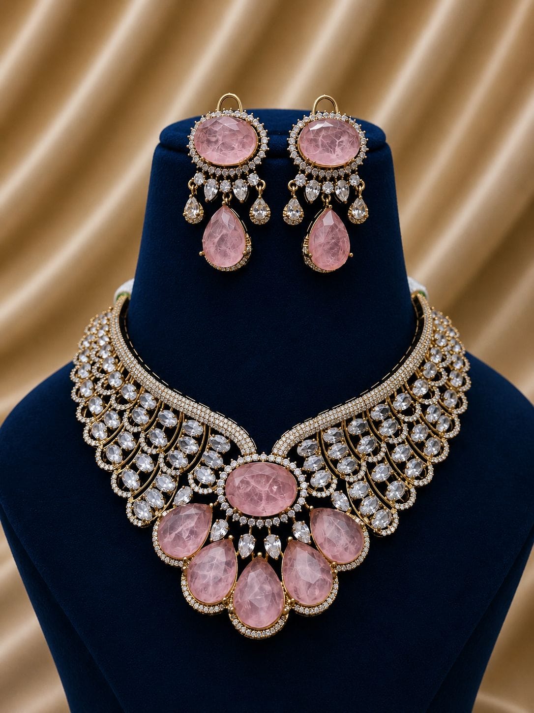 the Zevar Bridal Choker Jewellery Set Zevar Grand Ruby Red & Mint Green Statement Bridal Necklace Set