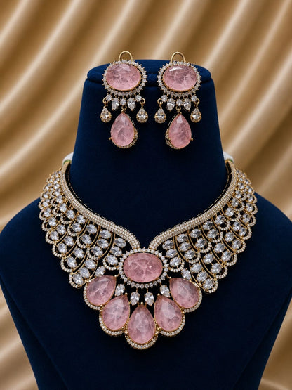 the Zevar Bridal Choker Jewellery Set Zevar Grand Ruby Red & Mint Green Statement Bridal Necklace Set