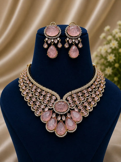the Zevar Bridal Choker Jewellery Set Zevar Grand Ruby Red & Mint Green Statement Bridal Necklace Set