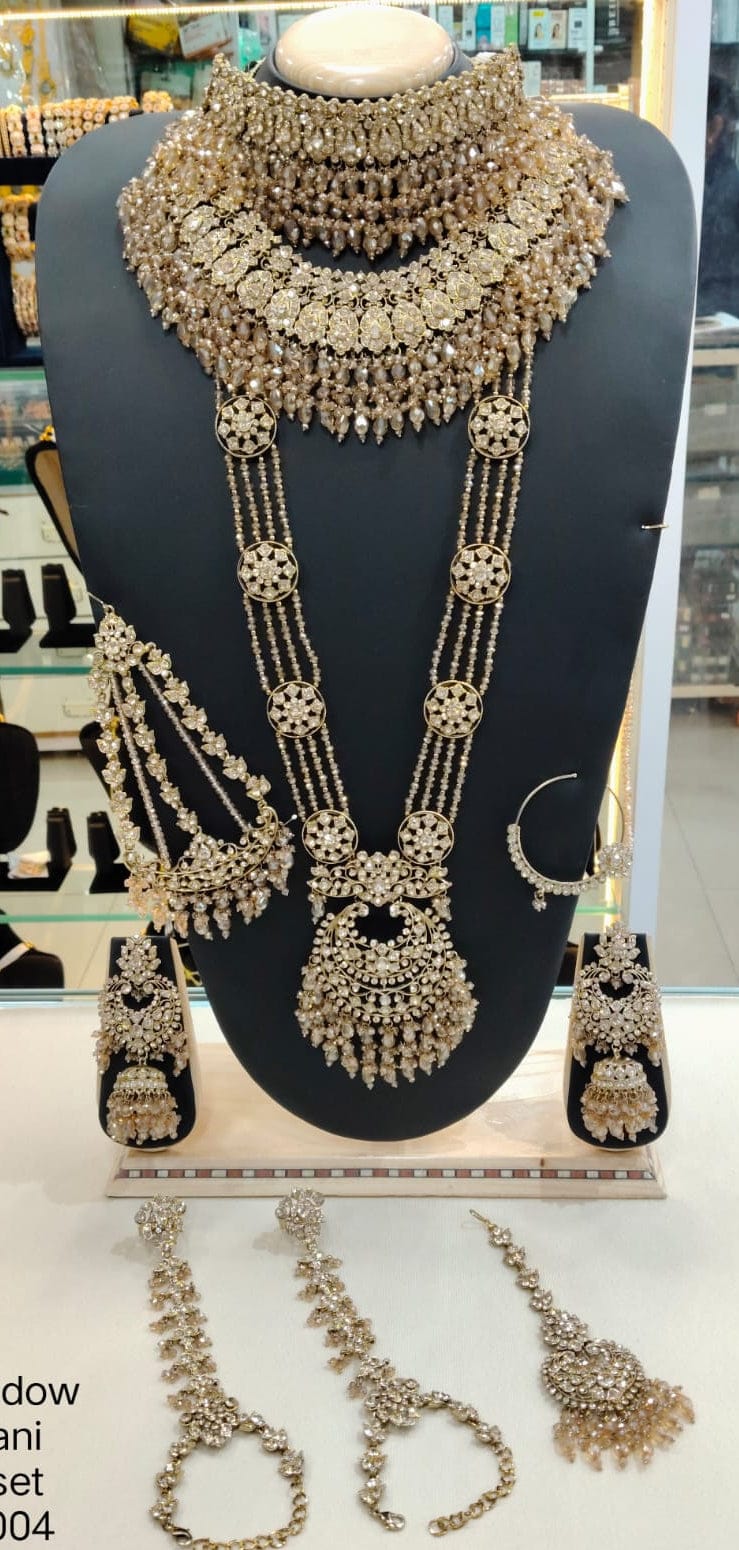 the Zevar Bridal Jewellery Set Gold Pakistani Layered  Bridal Jewelry Set
