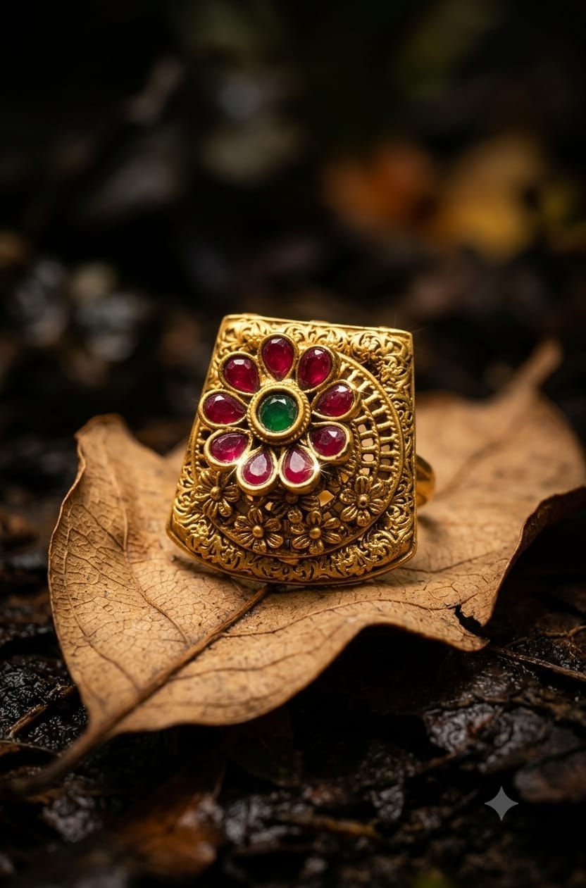 the Zevar Cocktail ring The Mayura Royal Filigree Ring