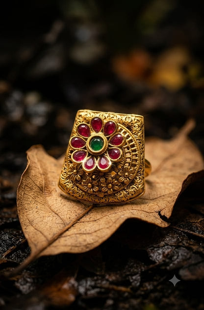 the Zevar Cocktail ring The Mayura Royal Filigree Ring